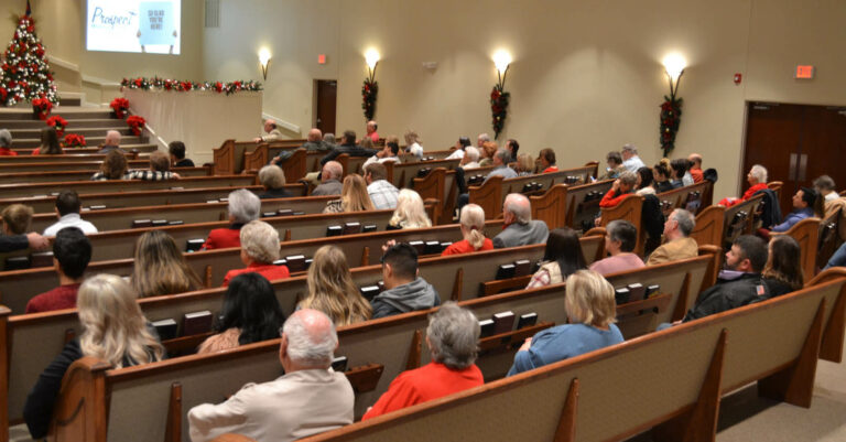 photo of the inside of Prospect Missionary Baptist Church - Jonesboro during a Christmas season.